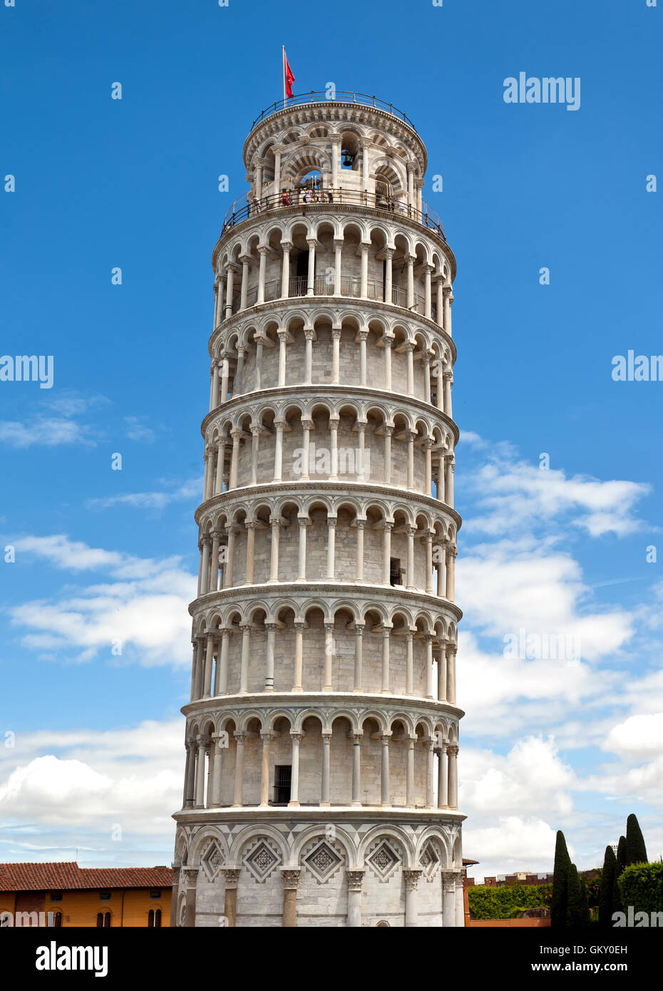 Torre pendente in una giornata di primavera a Pisa, Italia. Foto Stock
