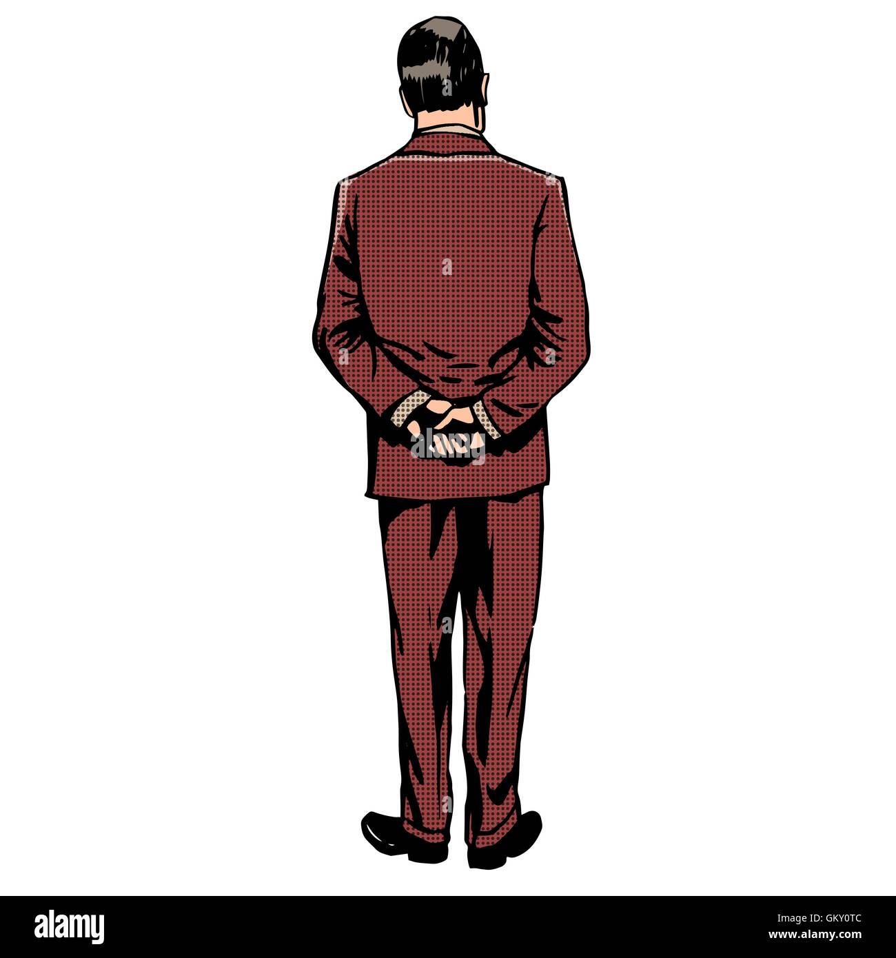 L'uomo si erge torna in stile retrò pop art vintage Illustrazione Vettoriale