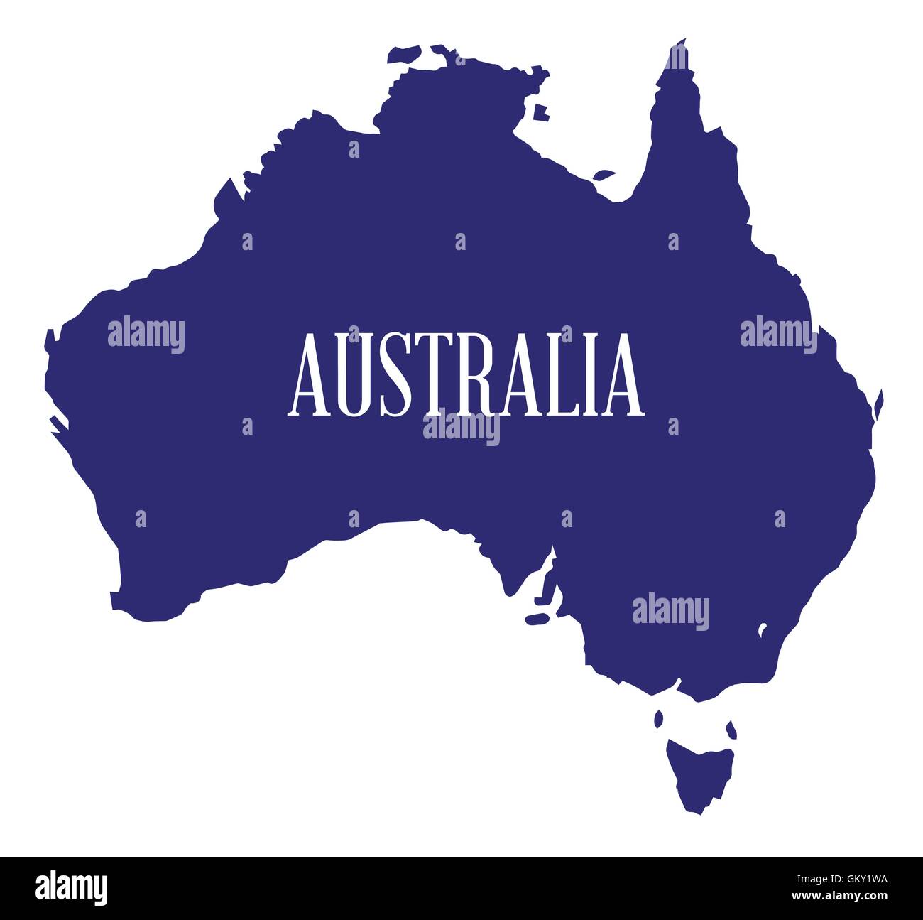 Australia Mappa Silhouette Illustrazione Vettoriale