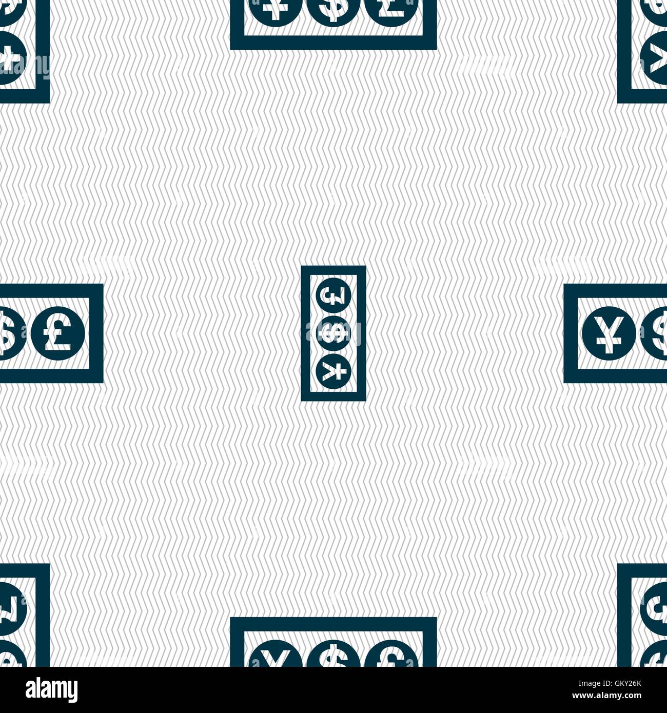 Cash icona valuta segno. Modello senza cuciture con texture geometrica. Vettore Illustrazione Vettoriale