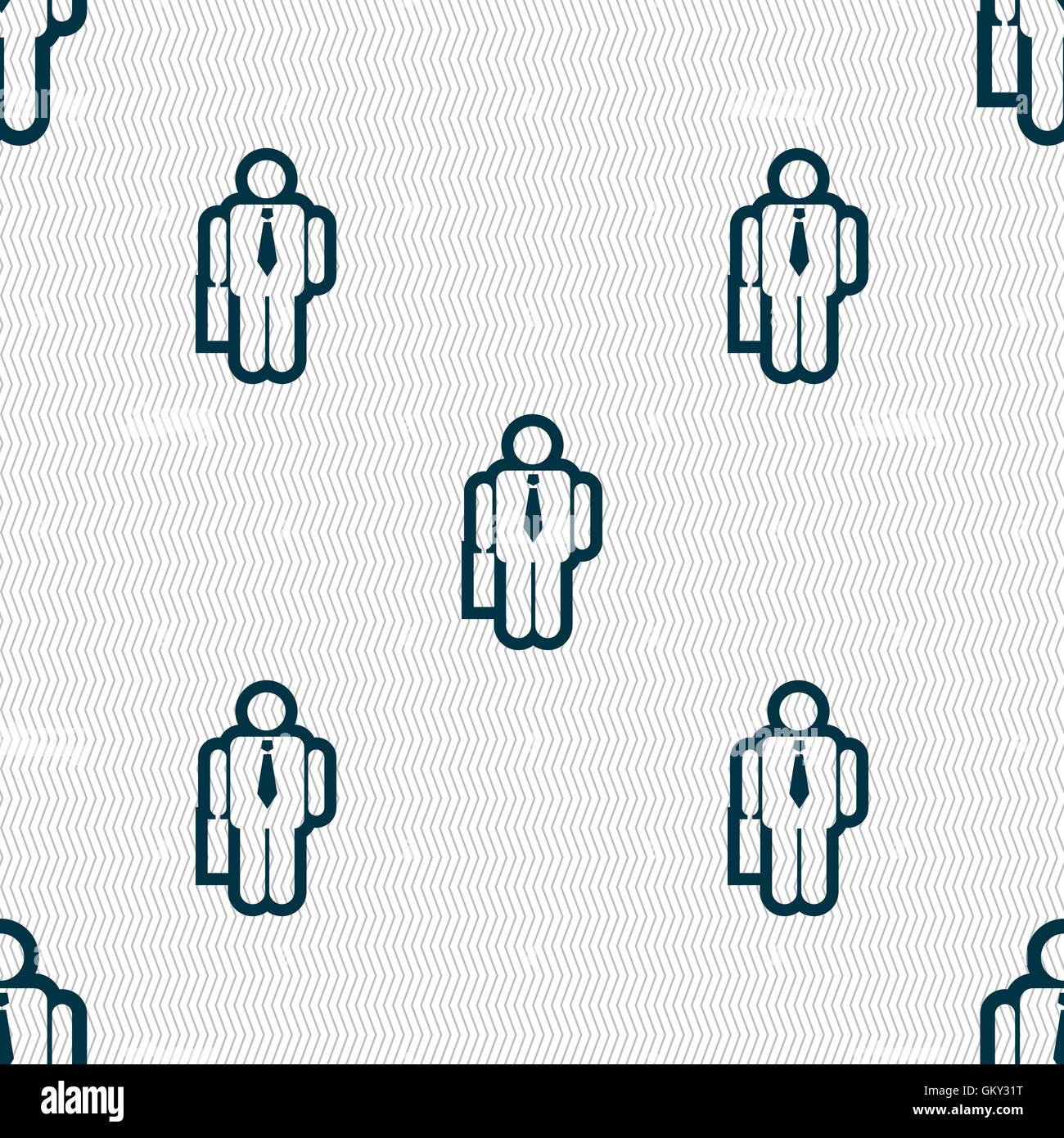 Imprenditore segno icona. Modello senza cuciture con texture geometrica. Vettore Illustrazione Vettoriale