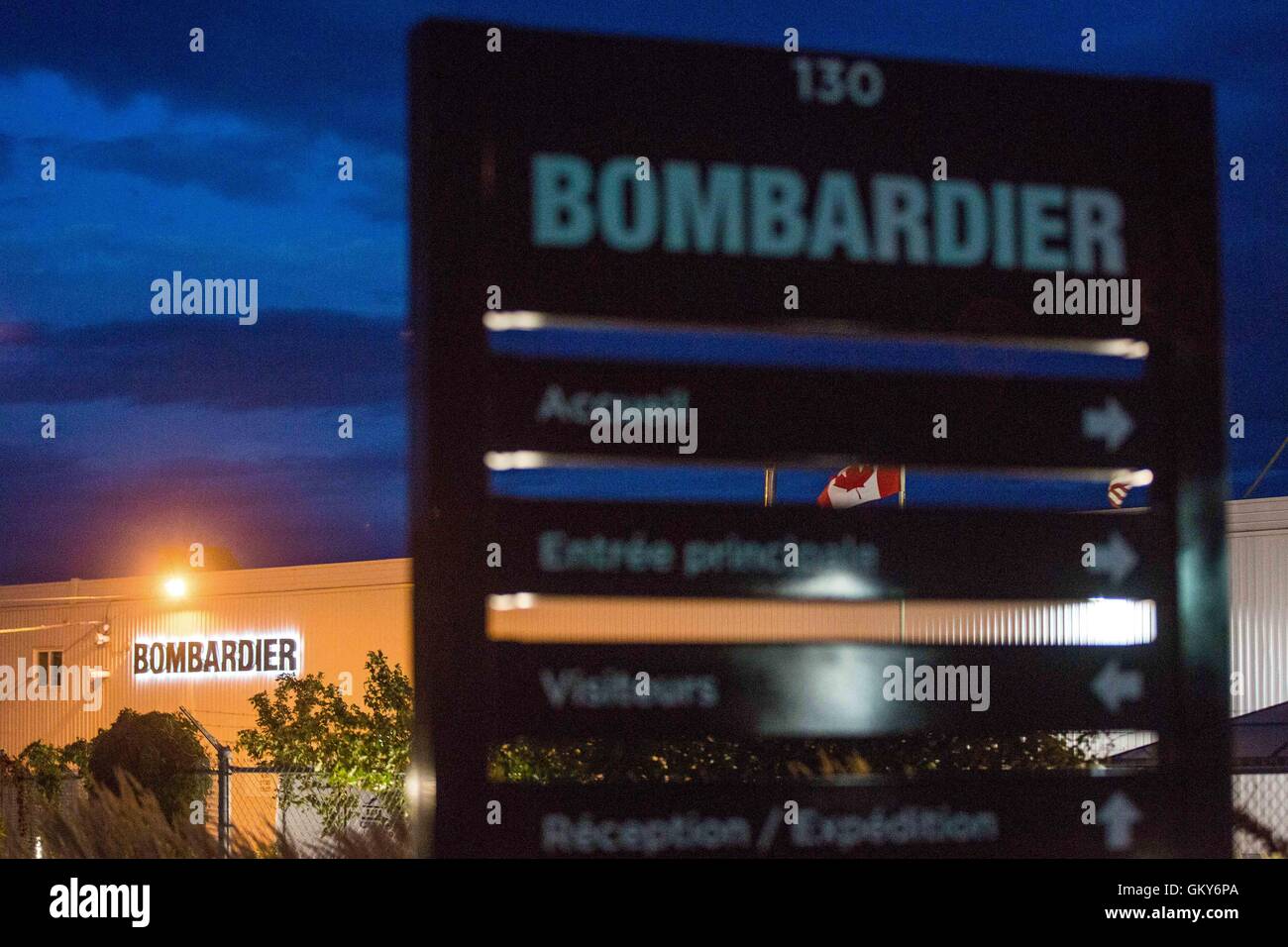 La Pocatiere, Qubec, Canada. 23 Ago, 2016. Bombardier in fabbrica La Pocatiere, Que., su agosto 23, 2016. © Lars Hagberg/ZUMA filo/Alamy Live News Foto Stock