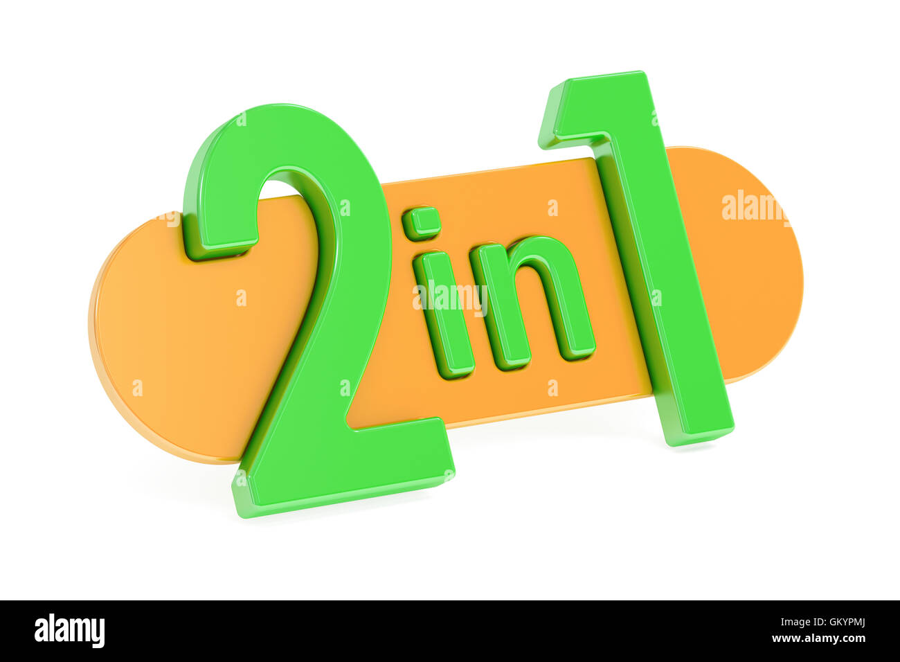 2 in 1 concetto, rendering 3D isolati su sfondo bianco Foto Stock