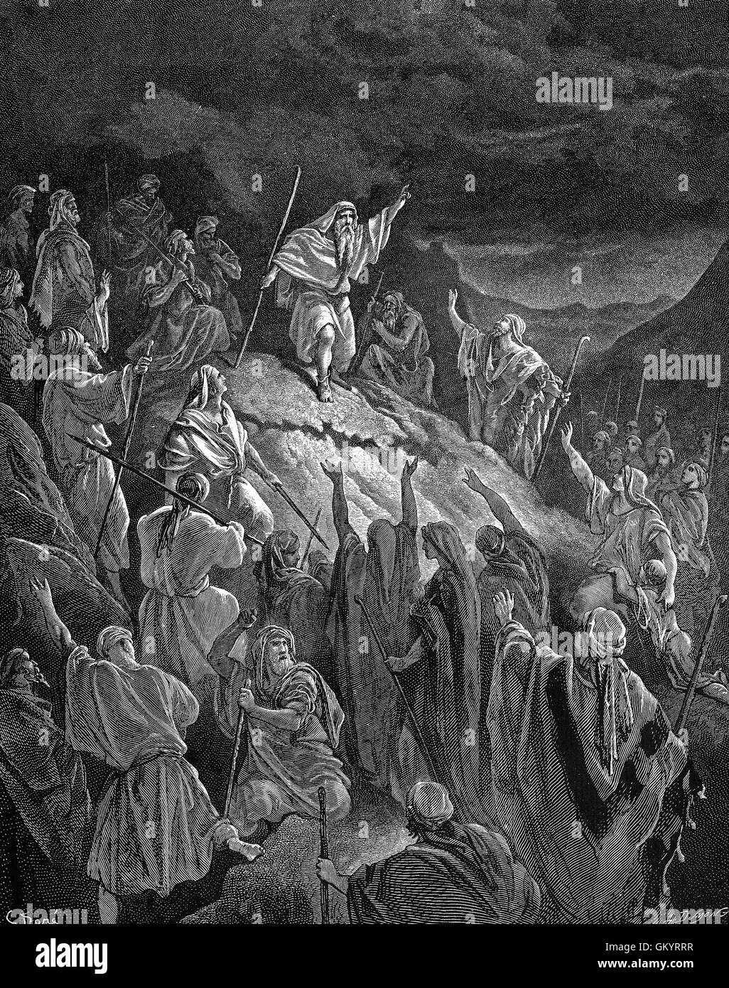 Incisione di Mattatia attrattivi per i rifugiati ebrei da Gustave Doré Foto Stock