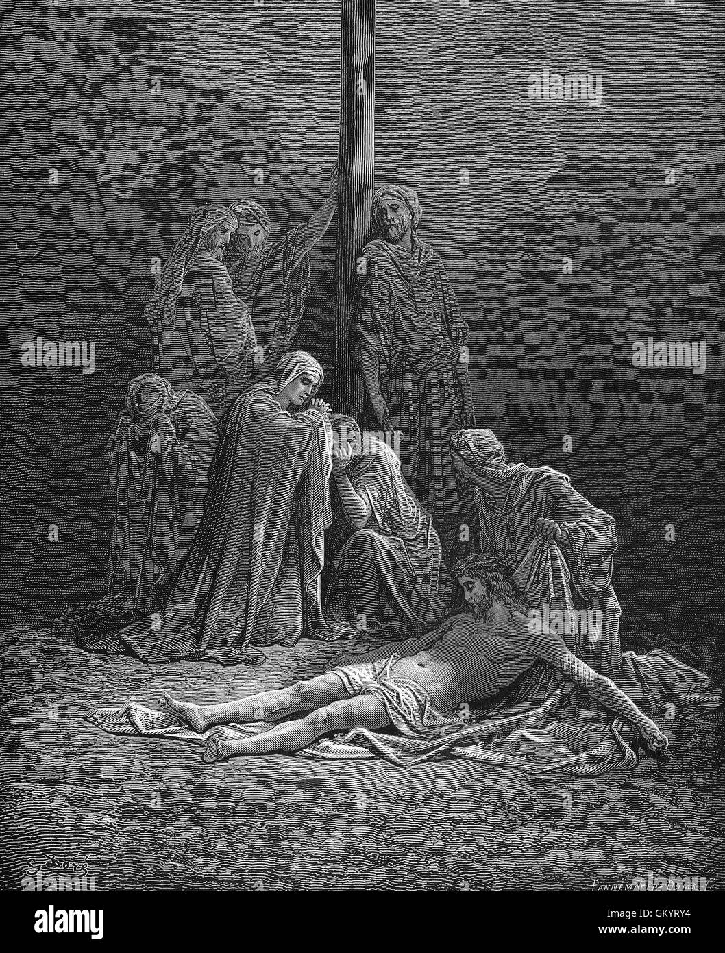 Incisione del Cristo morto da Gustave Doré Foto Stock