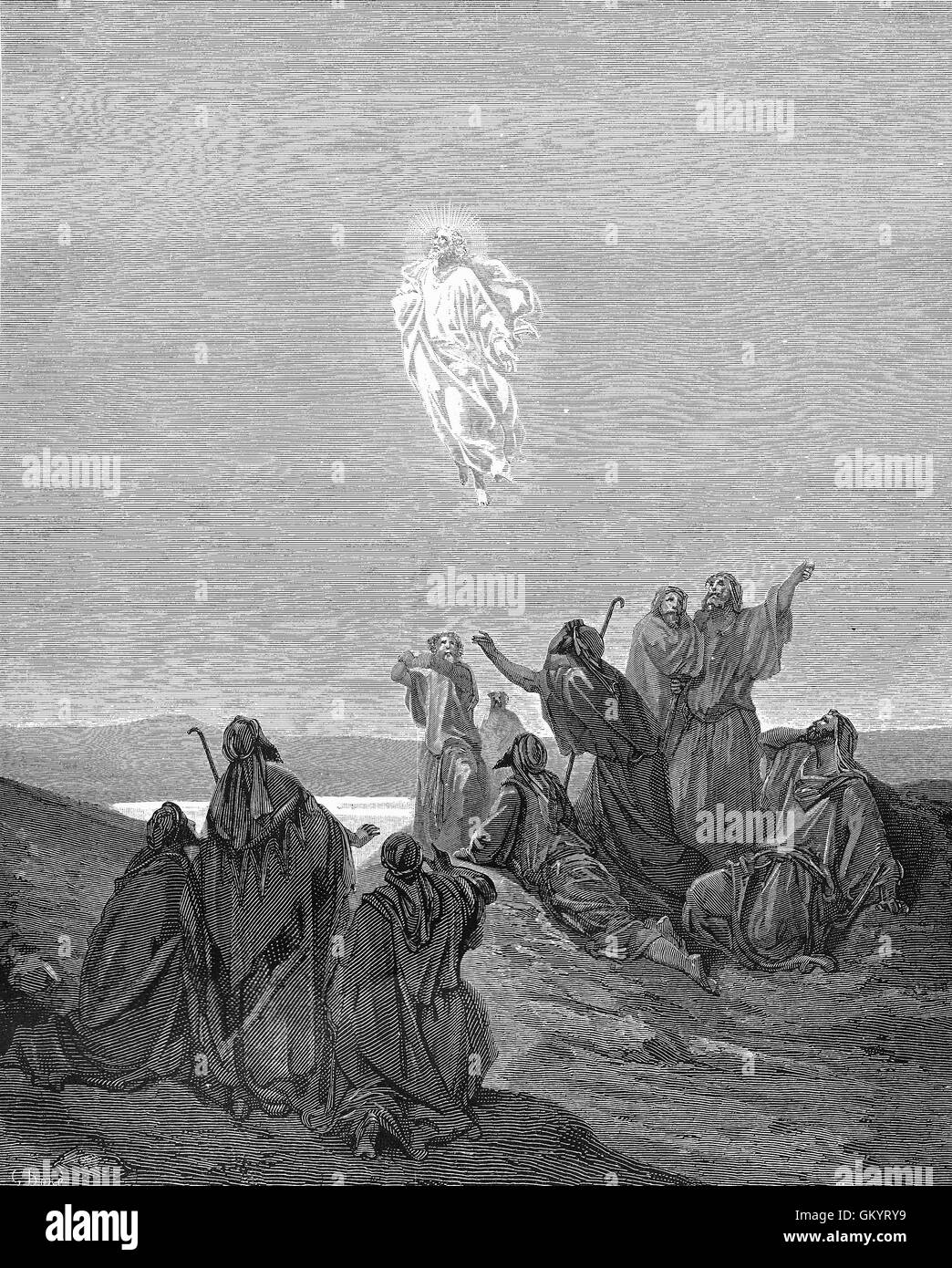 Incisione di ascensione da Gustave Doré Foto Stock