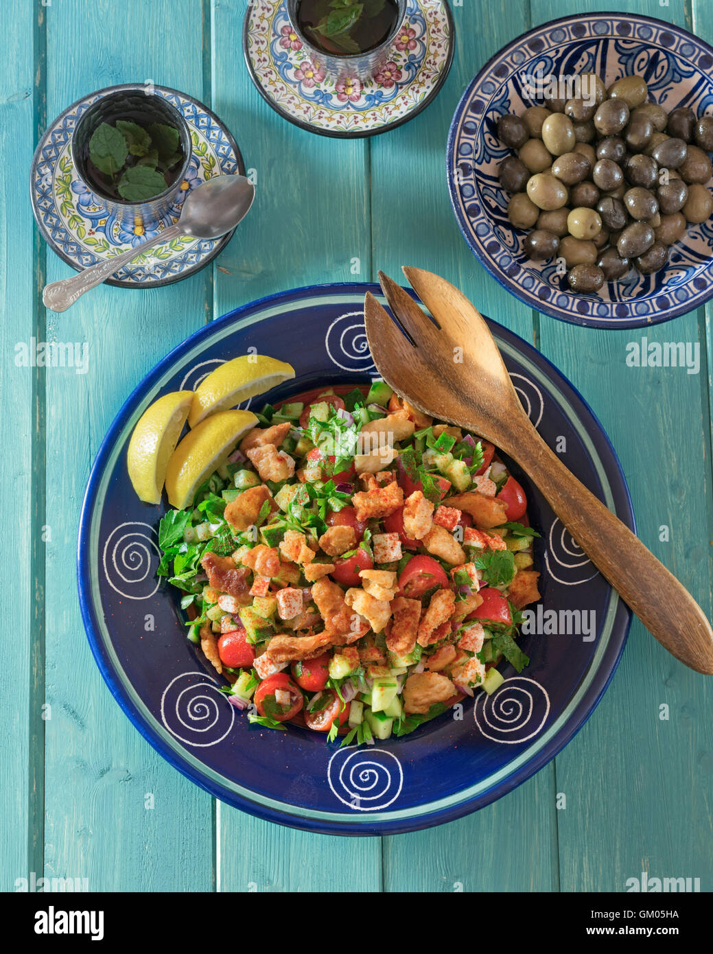 Fattoush insalata. Ristoranti mediorientali Foto Stock