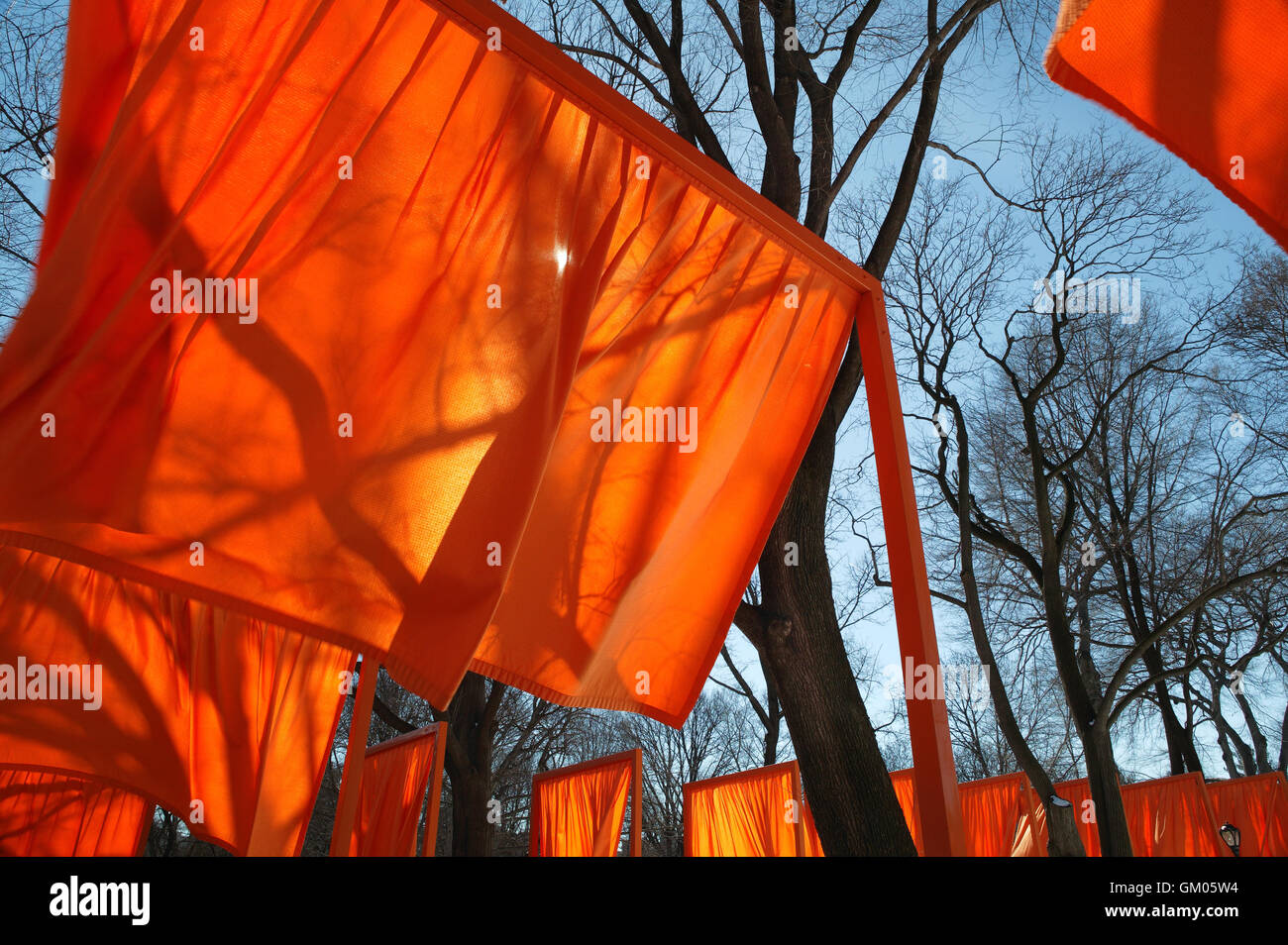 "I Cancelli" dall'artista Christo, Arte di installazione nel parco centrale, 2005. Manhattan, New York City Foto Stock