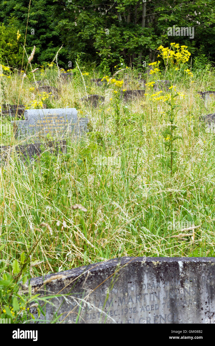 Lapidi ricoperta a Arnos Vale cimitero in Bristol Foto Stock