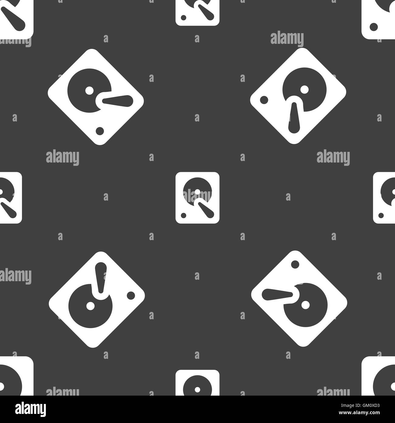 Icona disco rigido segno. Seamless pattern su uno sfondo grigio. Vettore Illustrazione Vettoriale