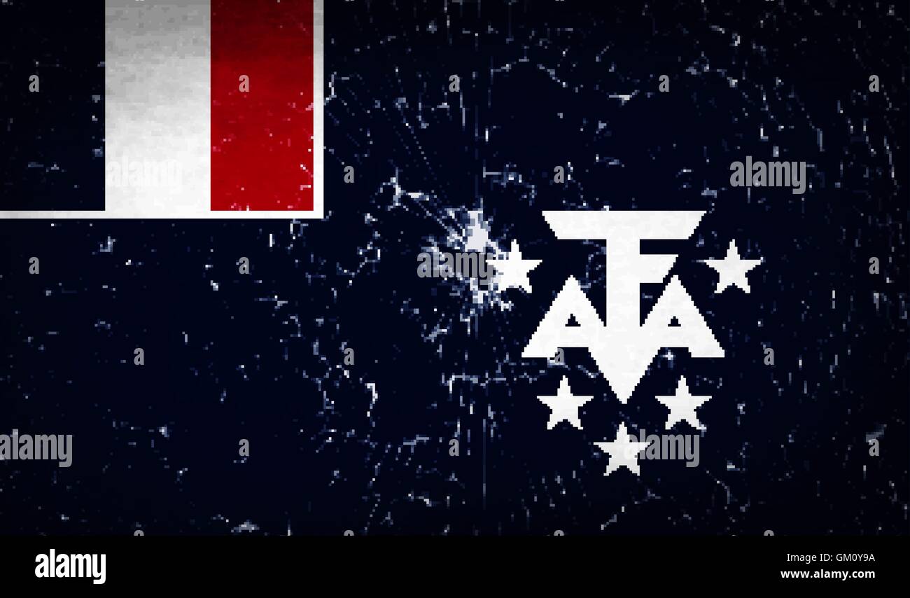 Bandiere di francese e Antarcic con il vetro rotto texture. Vettore Illustrazione Vettoriale