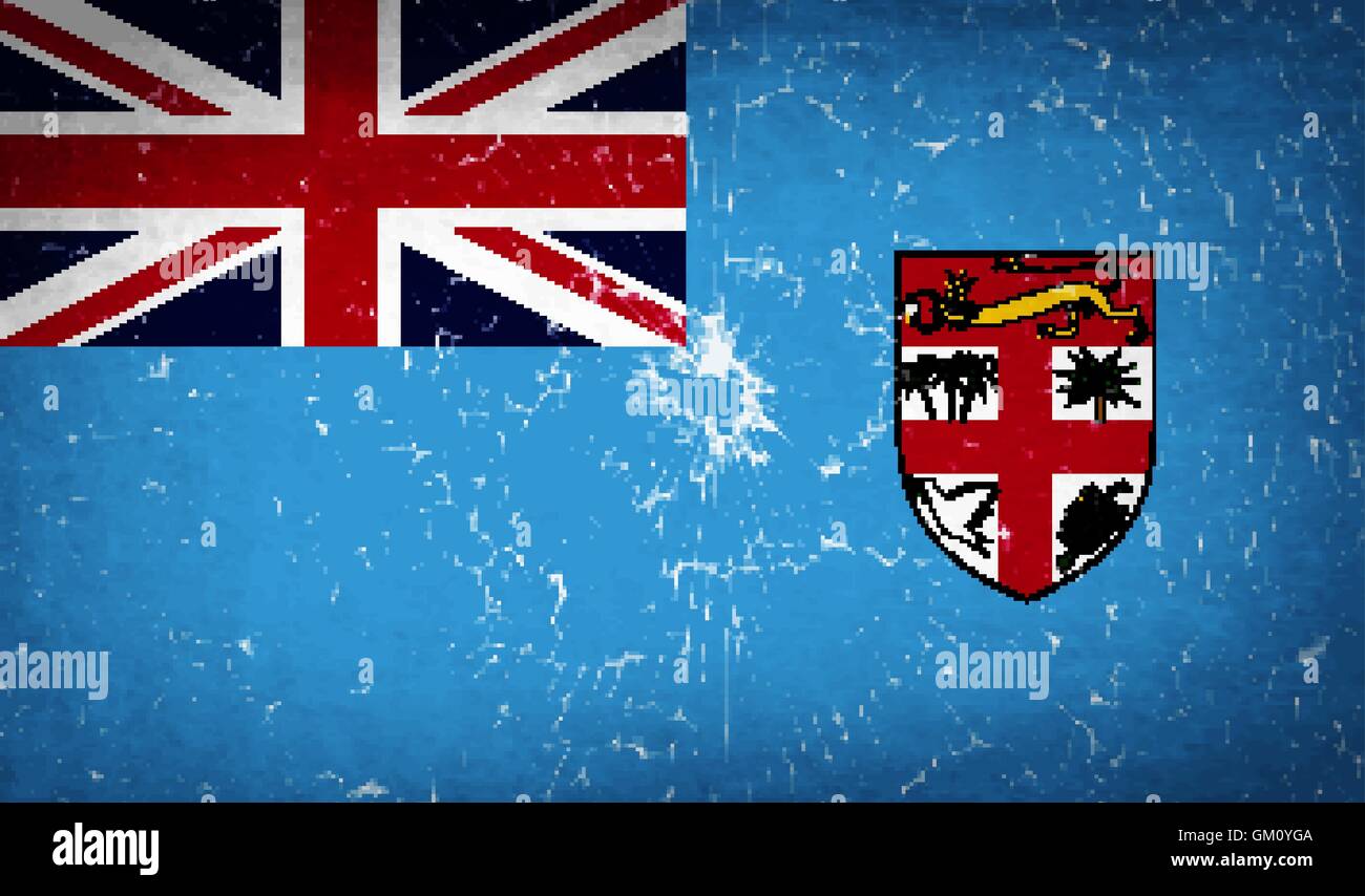 Bandiere Figi con il vetro rotto texture. Vettore Illustrazione Vettoriale