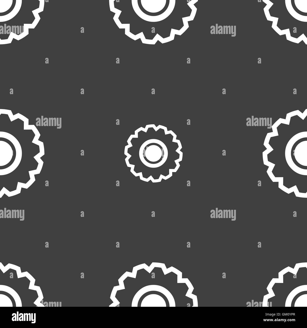 L'icona di ruota dentata segno. Seamless pattern su uno sfondo grigio. Vettore Illustrazione Vettoriale
