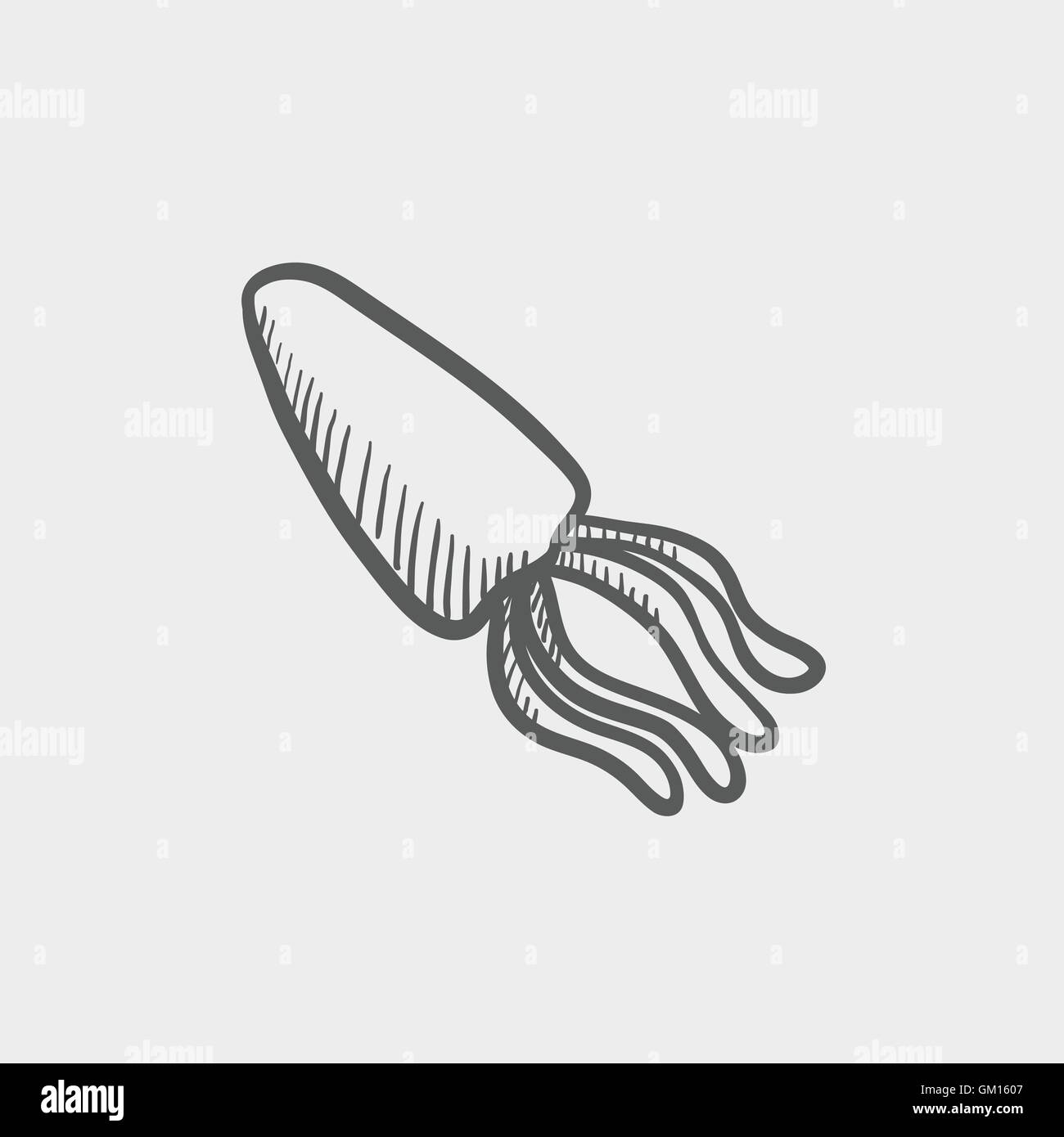 Pesce calamari icona schizzo Illustrazione Vettoriale