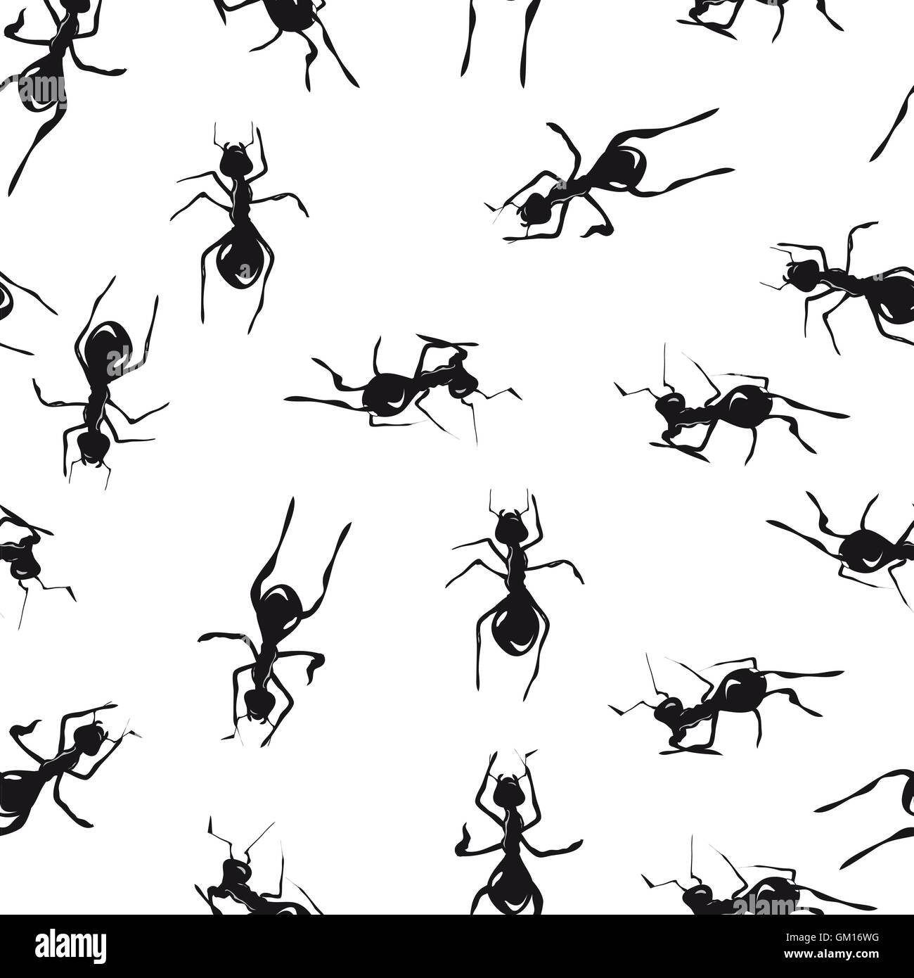 Modello senza cuciture con graziosi molte formiche marrone su sfondo Illustrazione Vettoriale