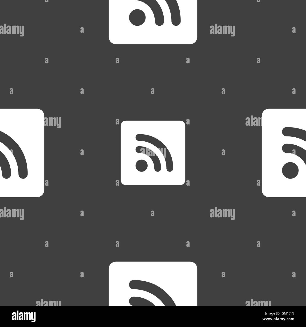 Icona feed RSS di segno. Seamless pattern su uno sfondo grigio. Vettore Illustrazione Vettoriale