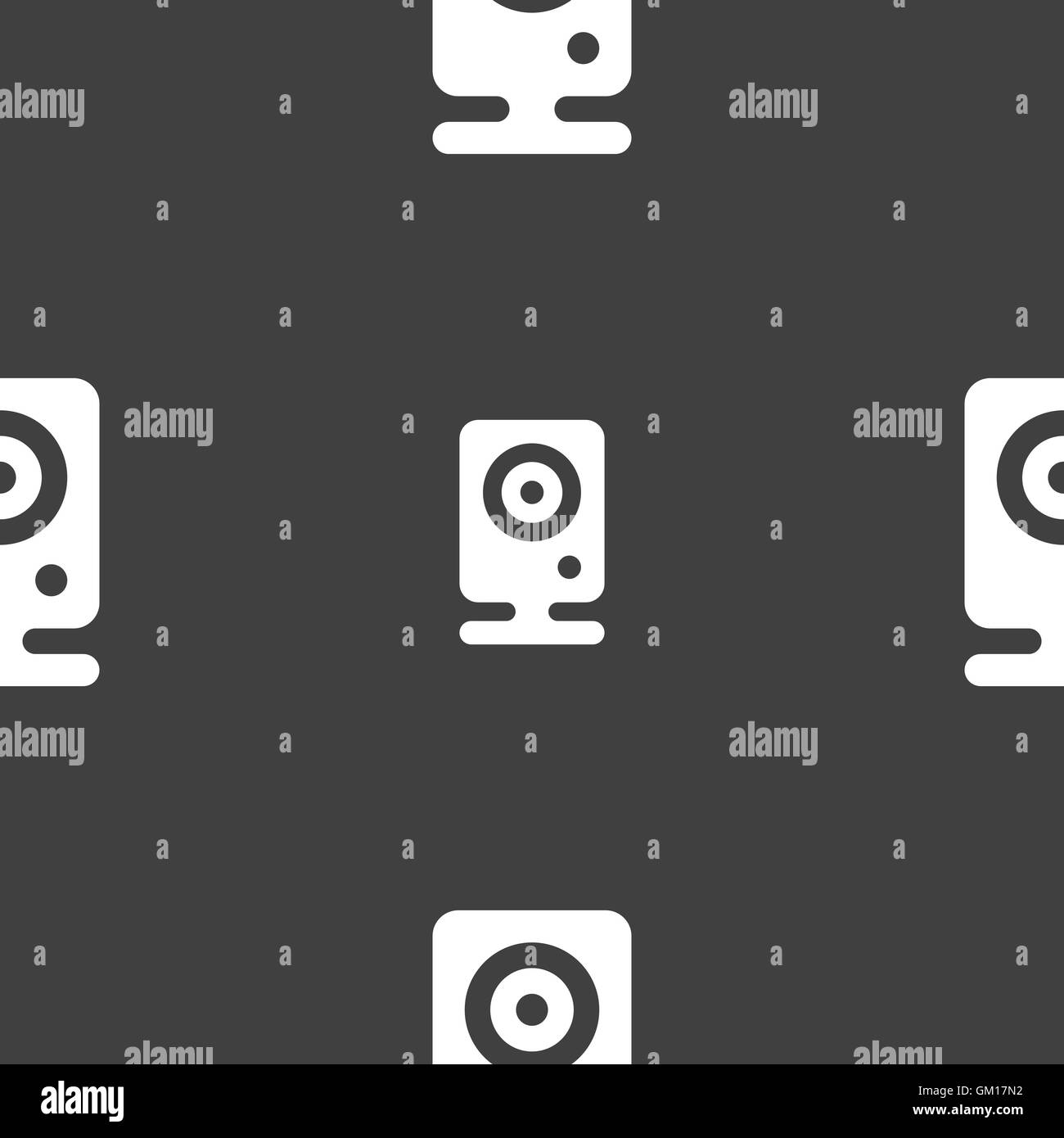 Web cam icon segno. Seamless pattern su uno sfondo grigio. Vettore Illustrazione Vettoriale