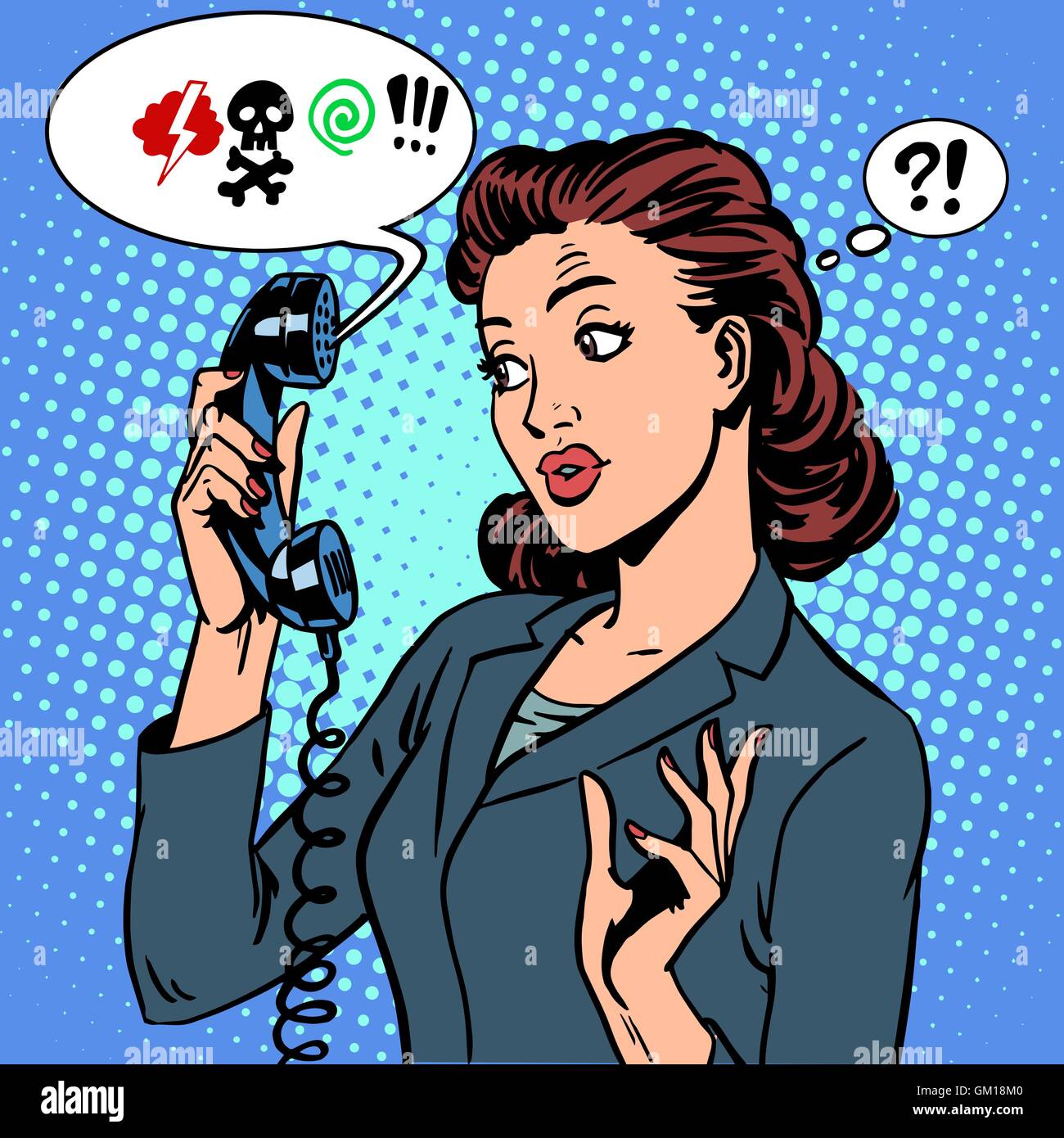 Pericoloso parlare la comunicazione telefonica virus business donna abuso Illustrazione Vettoriale