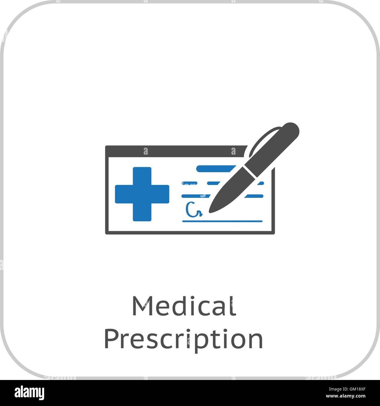 Prescrizione medica e servizi medici icona. Design piatto. Illustrazione Vettoriale
