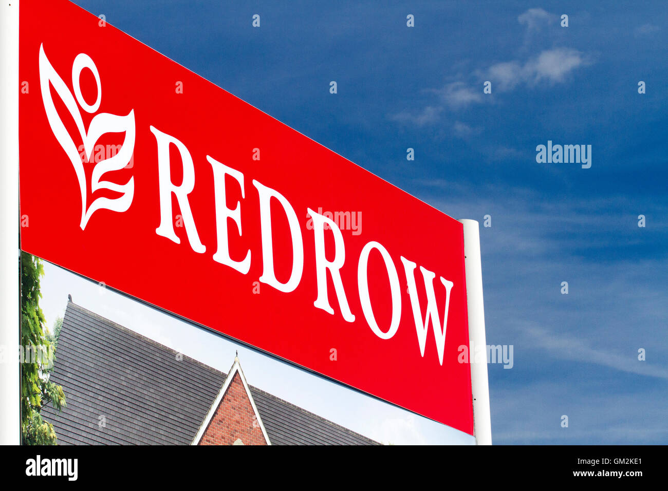 Poster rosso, nuova build di sviluppo, chorley, lancashire, Regno Unito Foto Stock