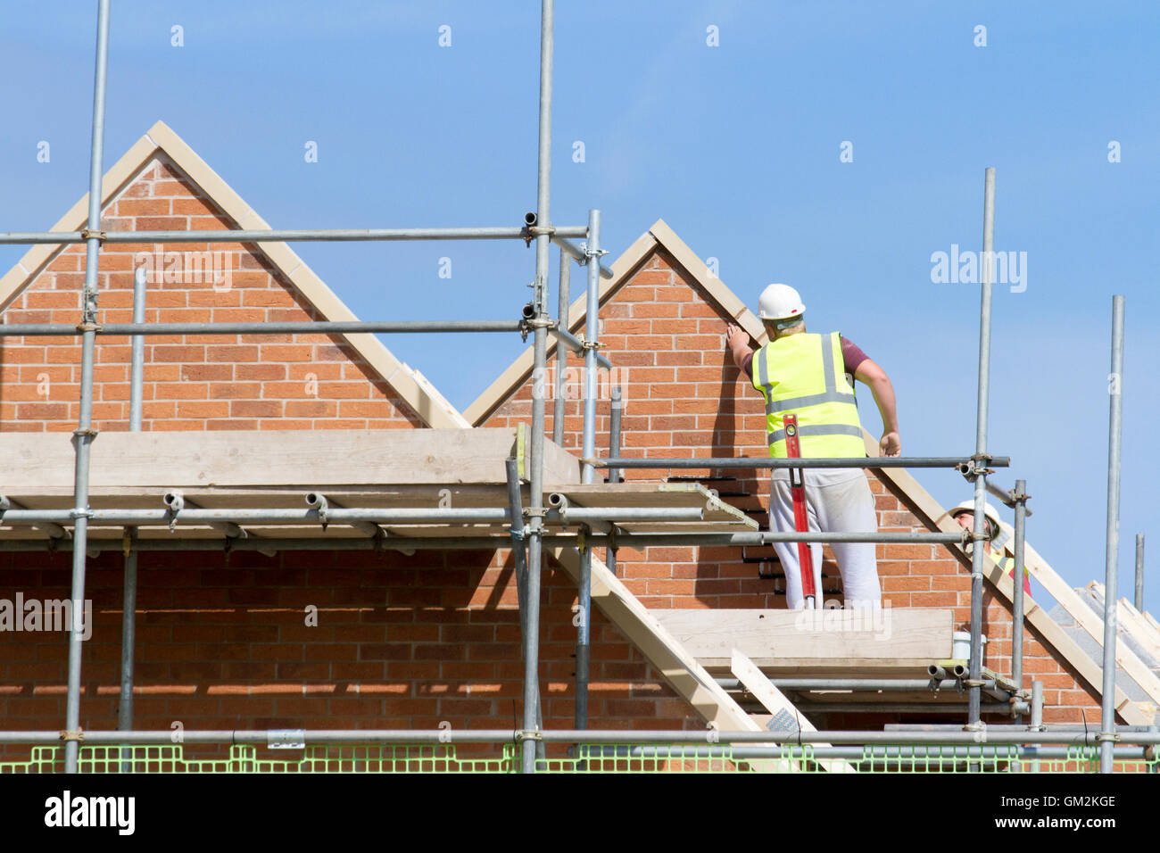 Nuova costruzione di case di sviluppo in via di completamento in Buckshaw Village, vicino a Chorley, Lancashire, Regno Unito. Foto Stock