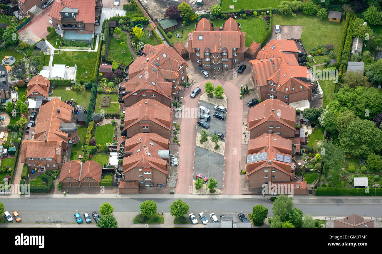 Vista aerea, Palatine Road, Stork insediamento anello in prua, nuova station wagon, Sterkrade-Nord, vista aerea di Oberhausen-Nord, Foto Stock