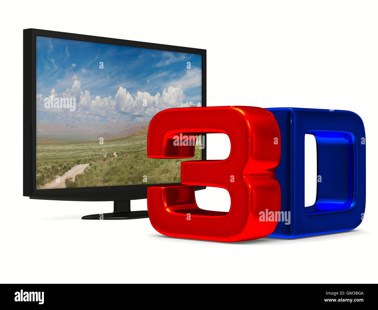 TV su sfondo bianco. Isolato immagine 3D Foto Stock