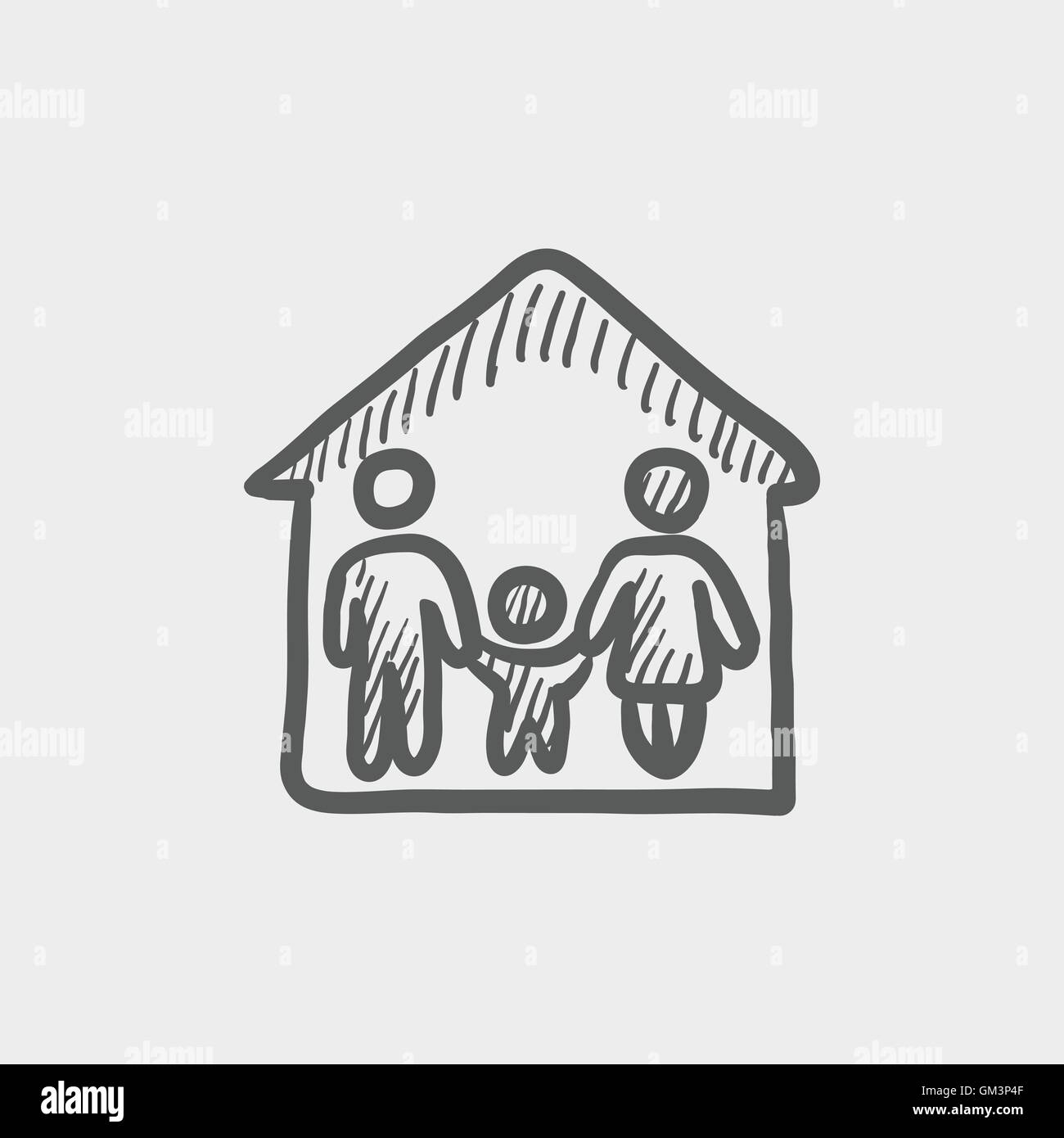 Casa Famiglia icona schizzo Illustrazione Vettoriale