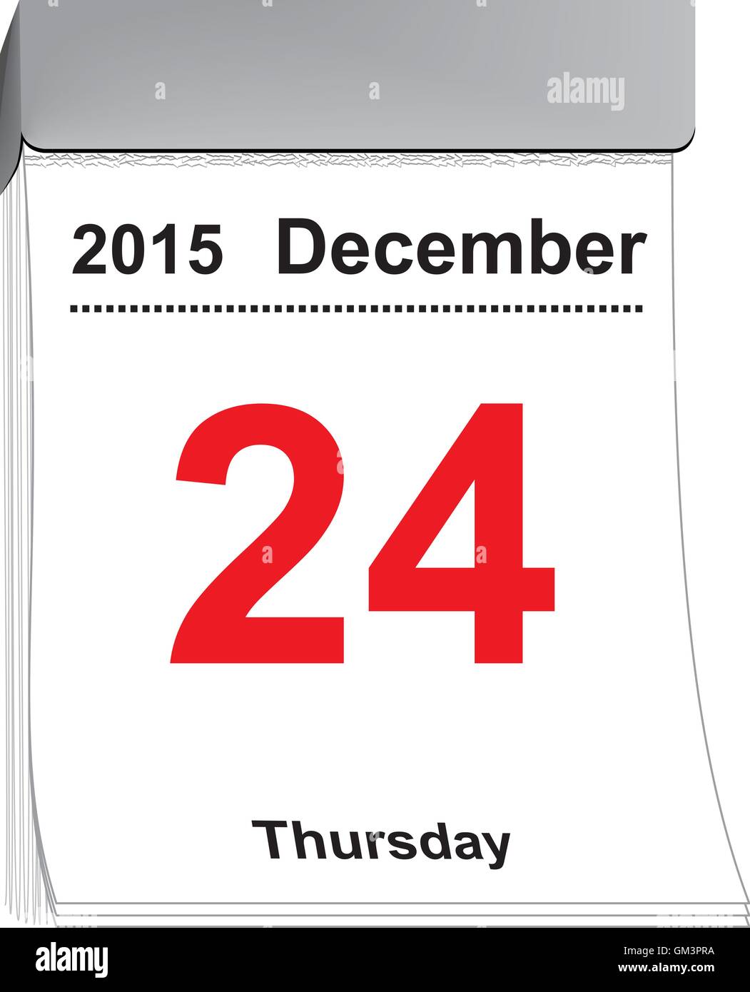 Strappare il Calendario Dicembre 24, 2015 Illustrazione Vettoriale