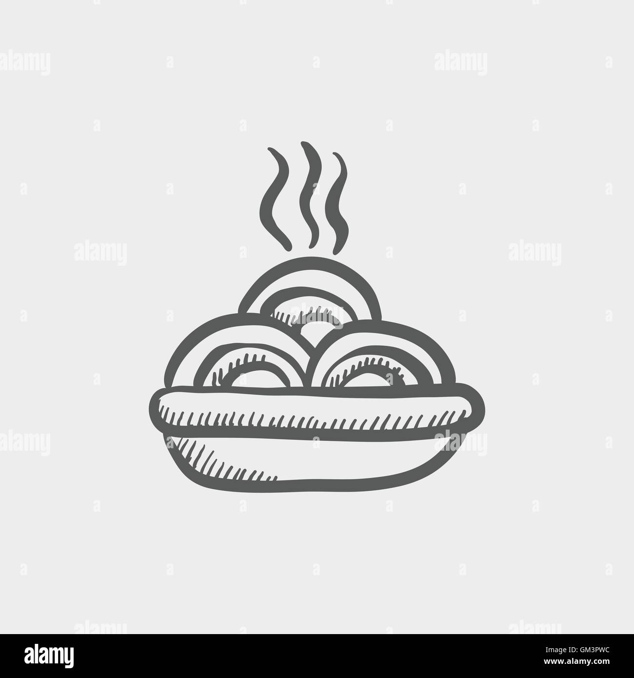 Un pasto caldo nella piastra icona schizzo Illustrazione Vettoriale