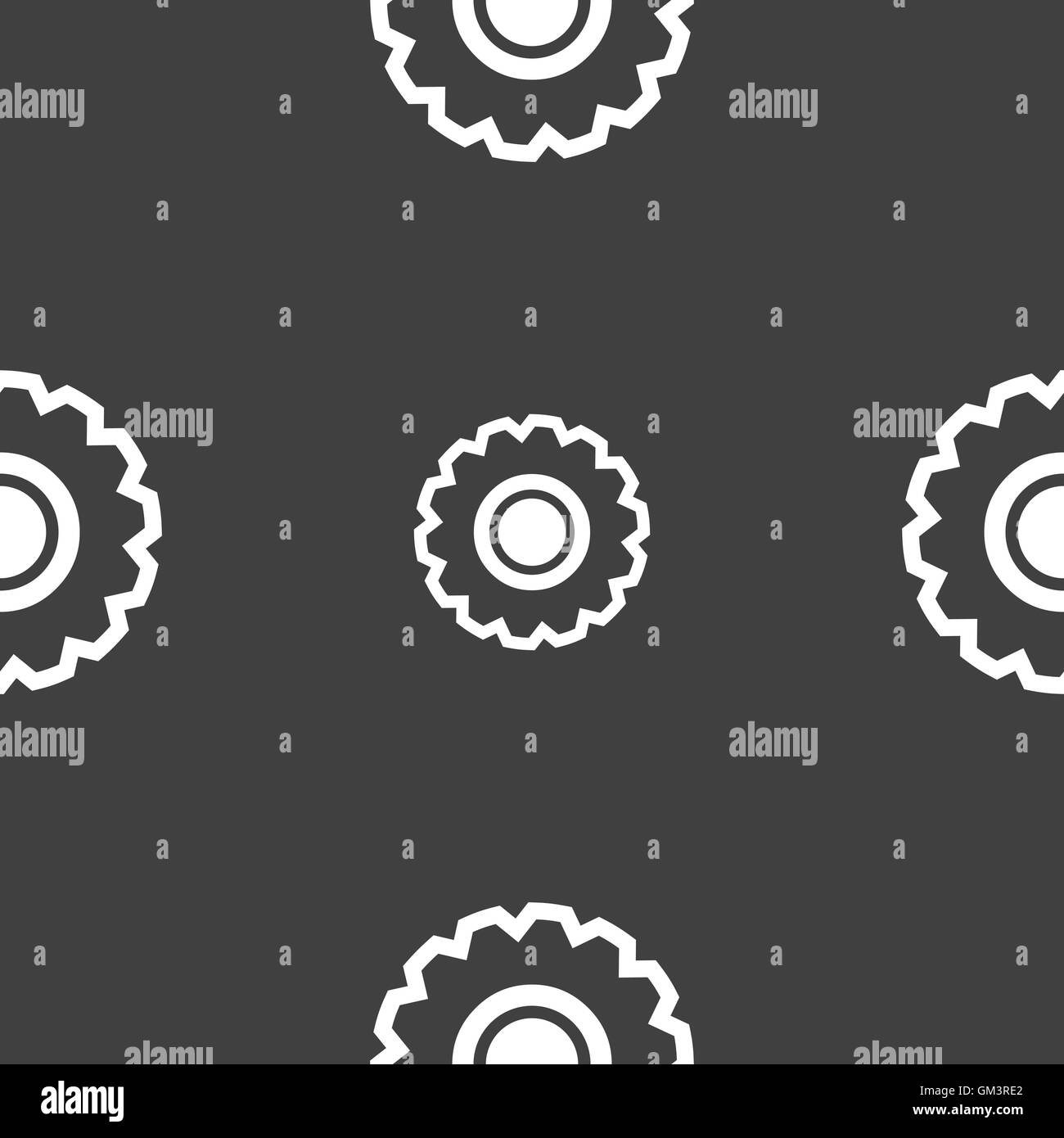 L'icona di ruota dentata segno. Seamless pattern su uno sfondo grigio. Vettore Illustrazione Vettoriale