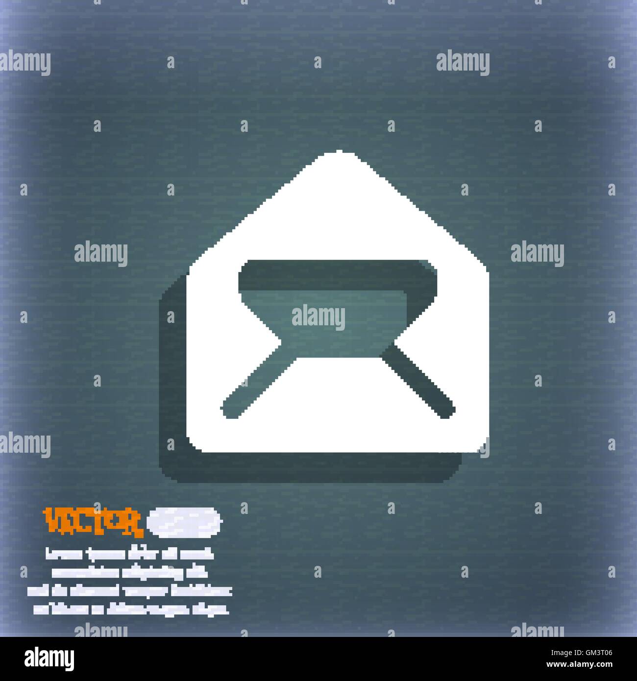 Mail, Busta lettera icona simbolo sul blu-verde sfondo astratto con ombra e lo spazio per il tuo testo. Vettore Illustrazione Vettoriale