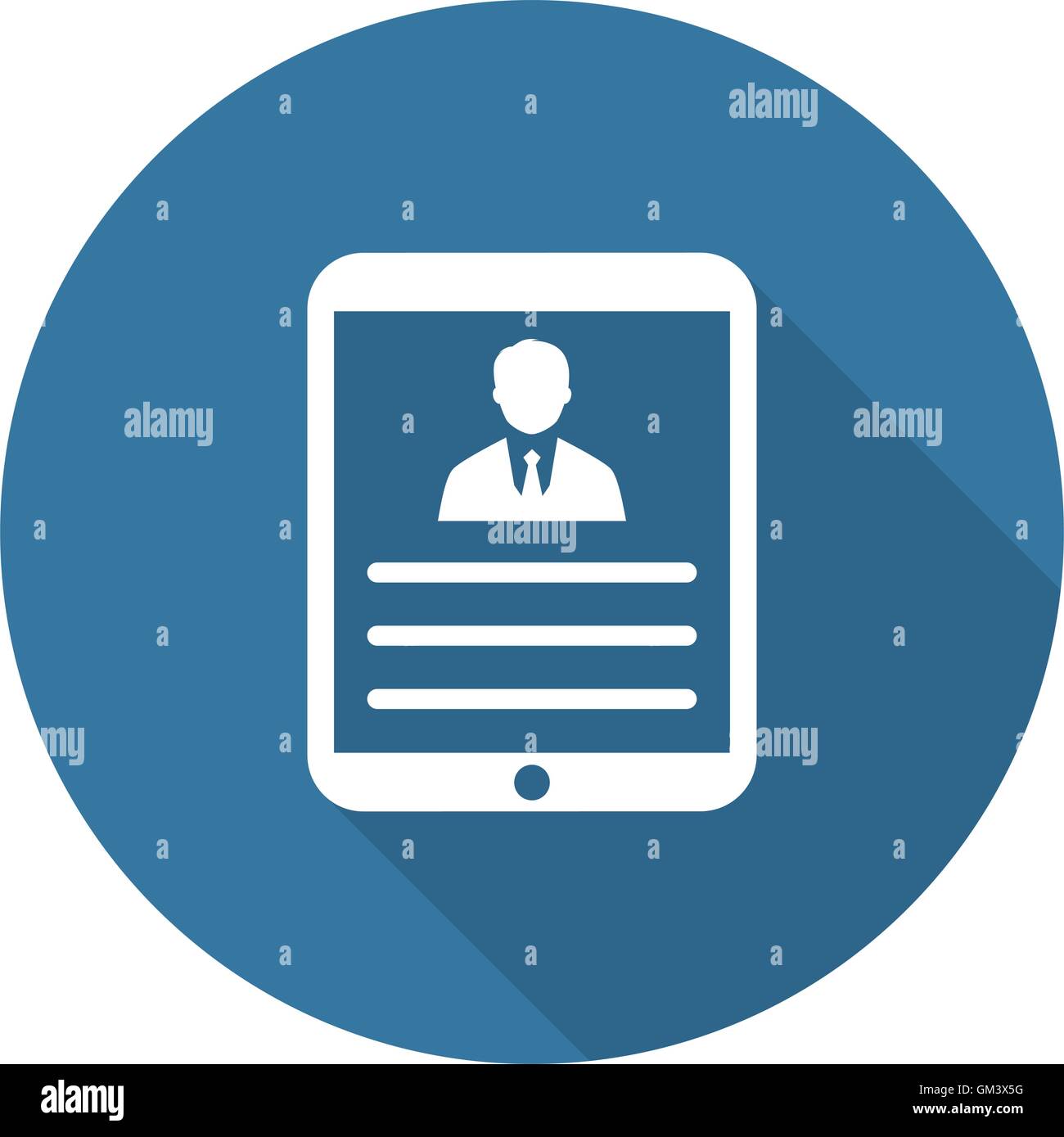 Tablet icona piatta. Design piatto. Lunga ombra. Illustrazione Vettoriale