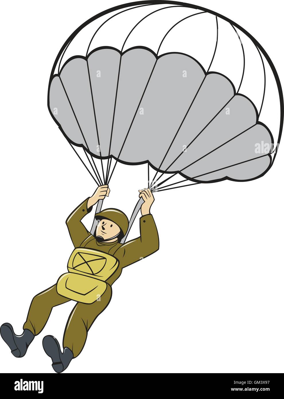 Paracadutista americano Parachute Cartoon Illustrazione Vettoriale