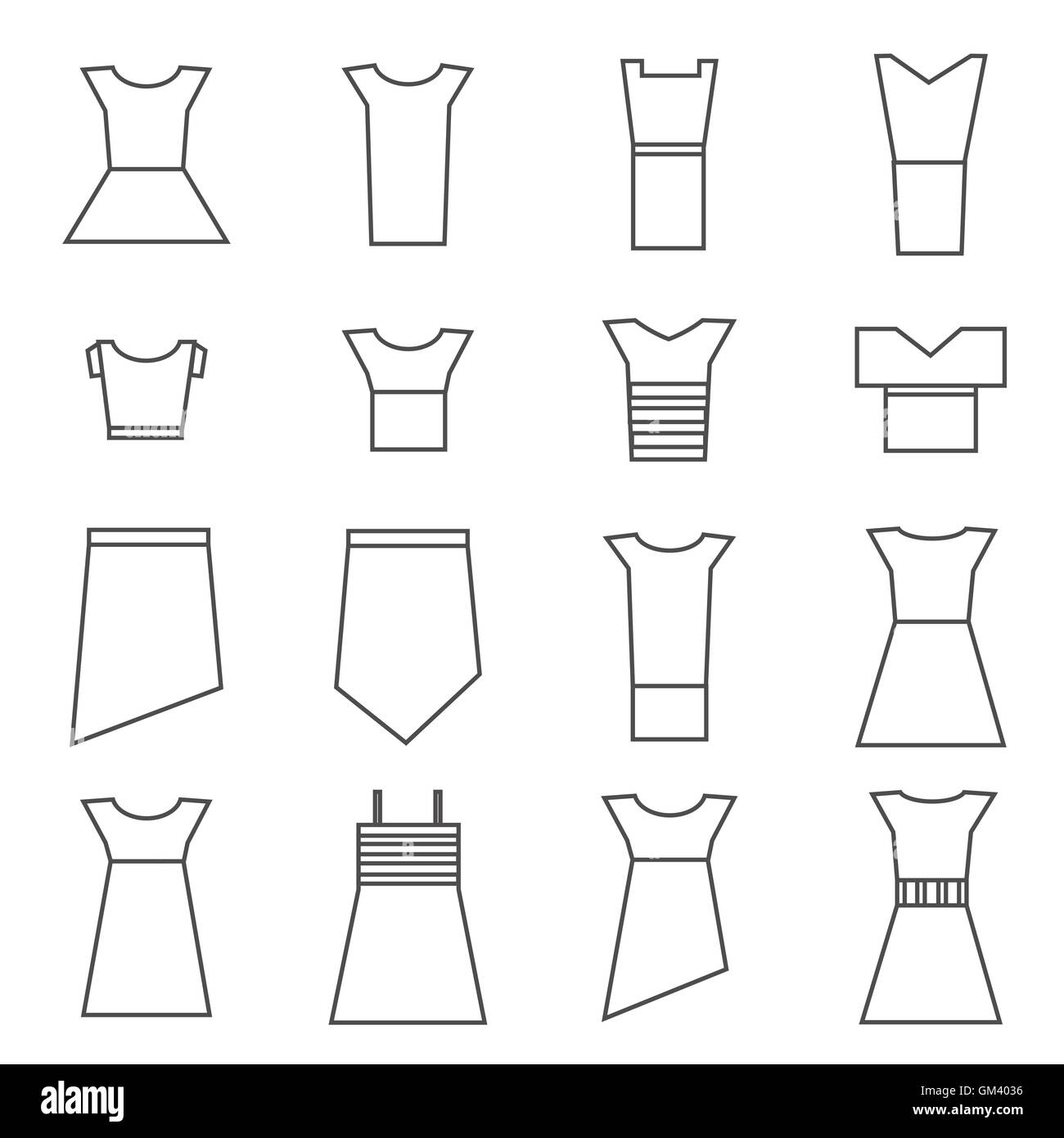 Donna Abbigliamento set di icone Illustrazione Vettoriale