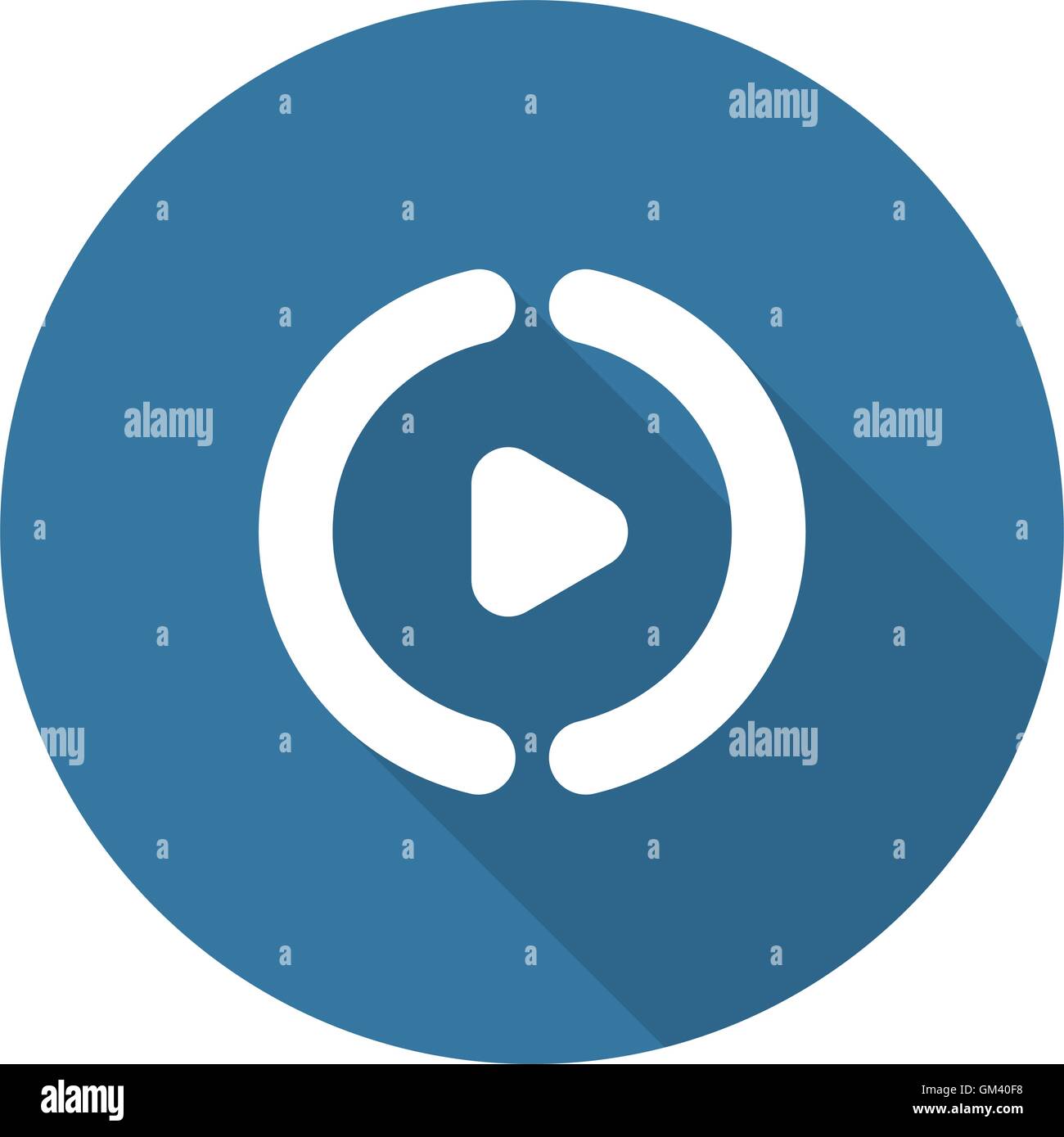 Il pulsante Play. Design piatto. Lunga ombra. Illustrazione Vettoriale