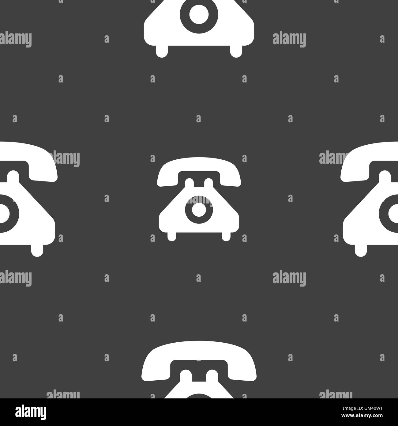 Retrò cornetta telefonica icona segno. Seamless pattern su uno sfondo grigio. Vettore Illustrazione Vettoriale