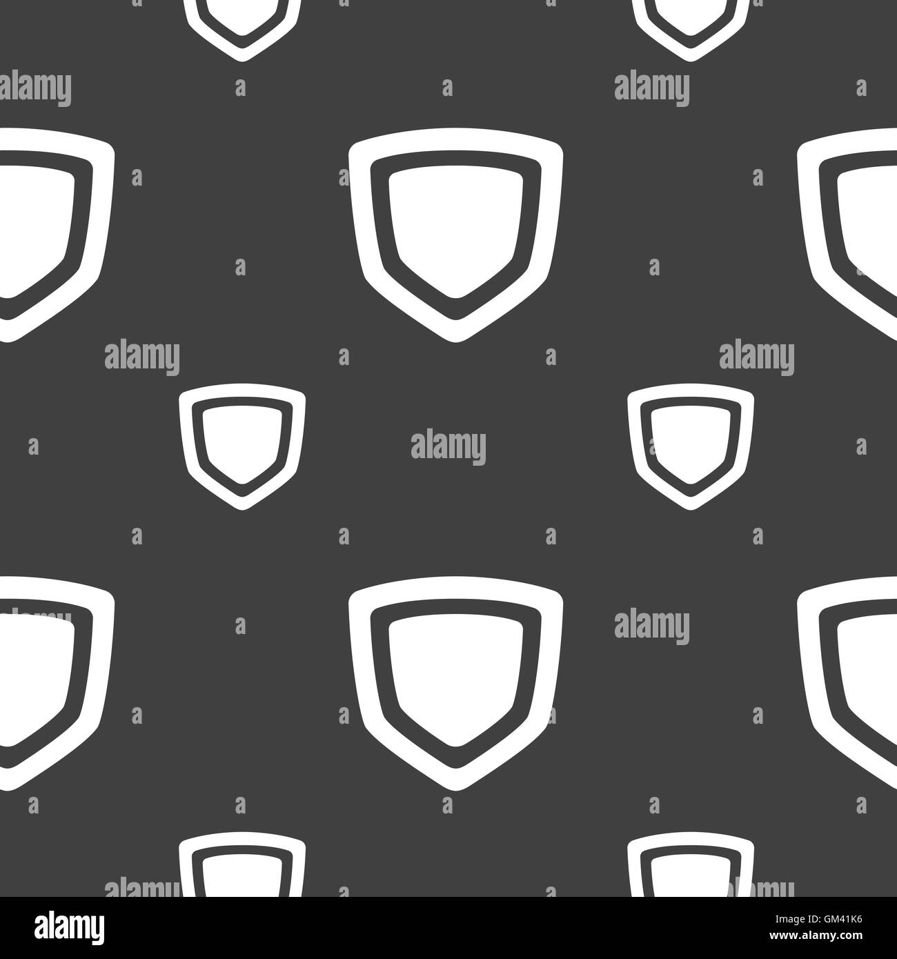 Icona dello scudo segno. Seamless pattern su uno sfondo grigio. Vettore Illustrazione Vettoriale