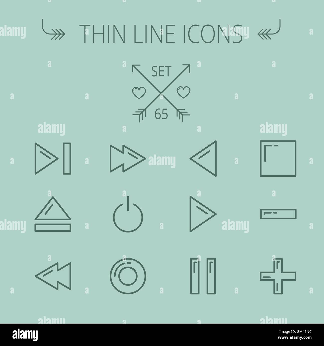 Musica e intrattenimento linea sottile icona impostare Illustrazione Vettoriale