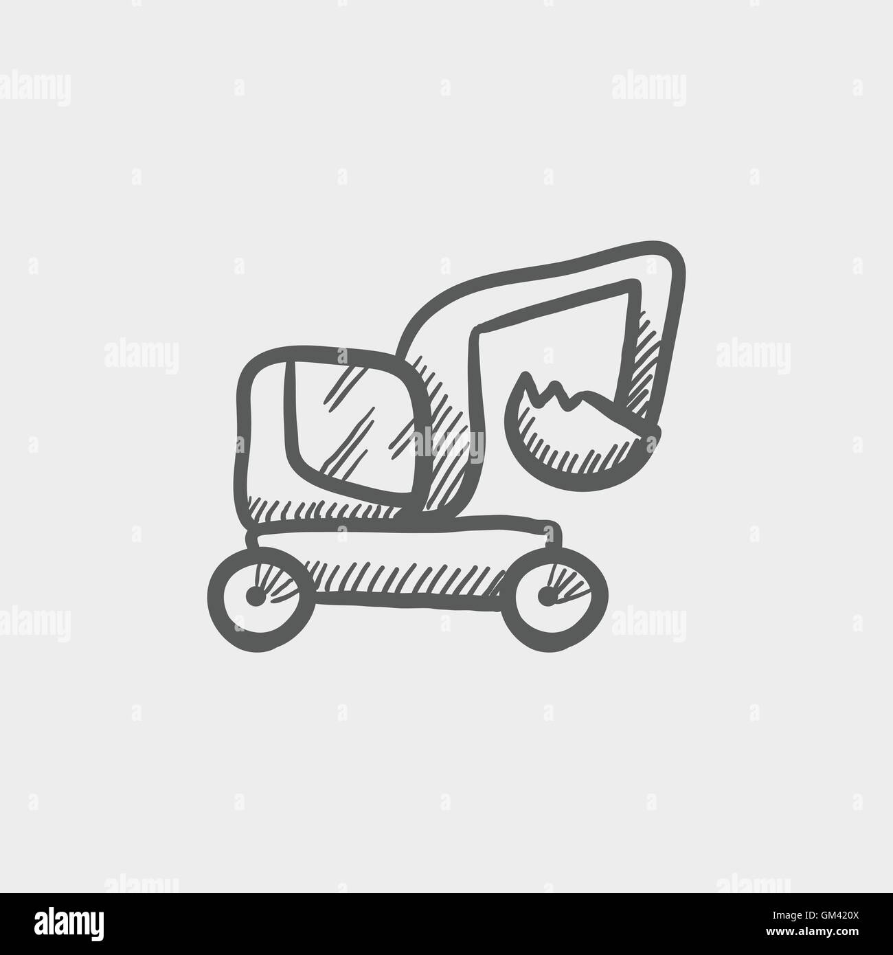 Escavatore carrello icona schizzo Illustrazione Vettoriale