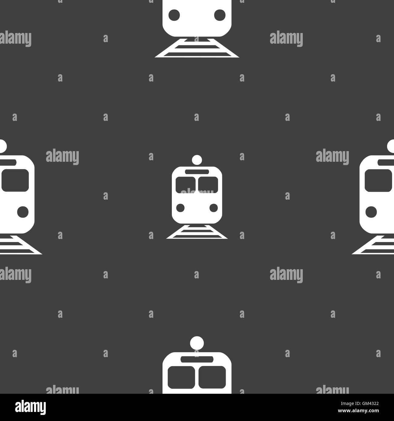 Icona del treno di segno. Seamless pattern su uno sfondo grigio. Vettore Illustrazione Vettoriale