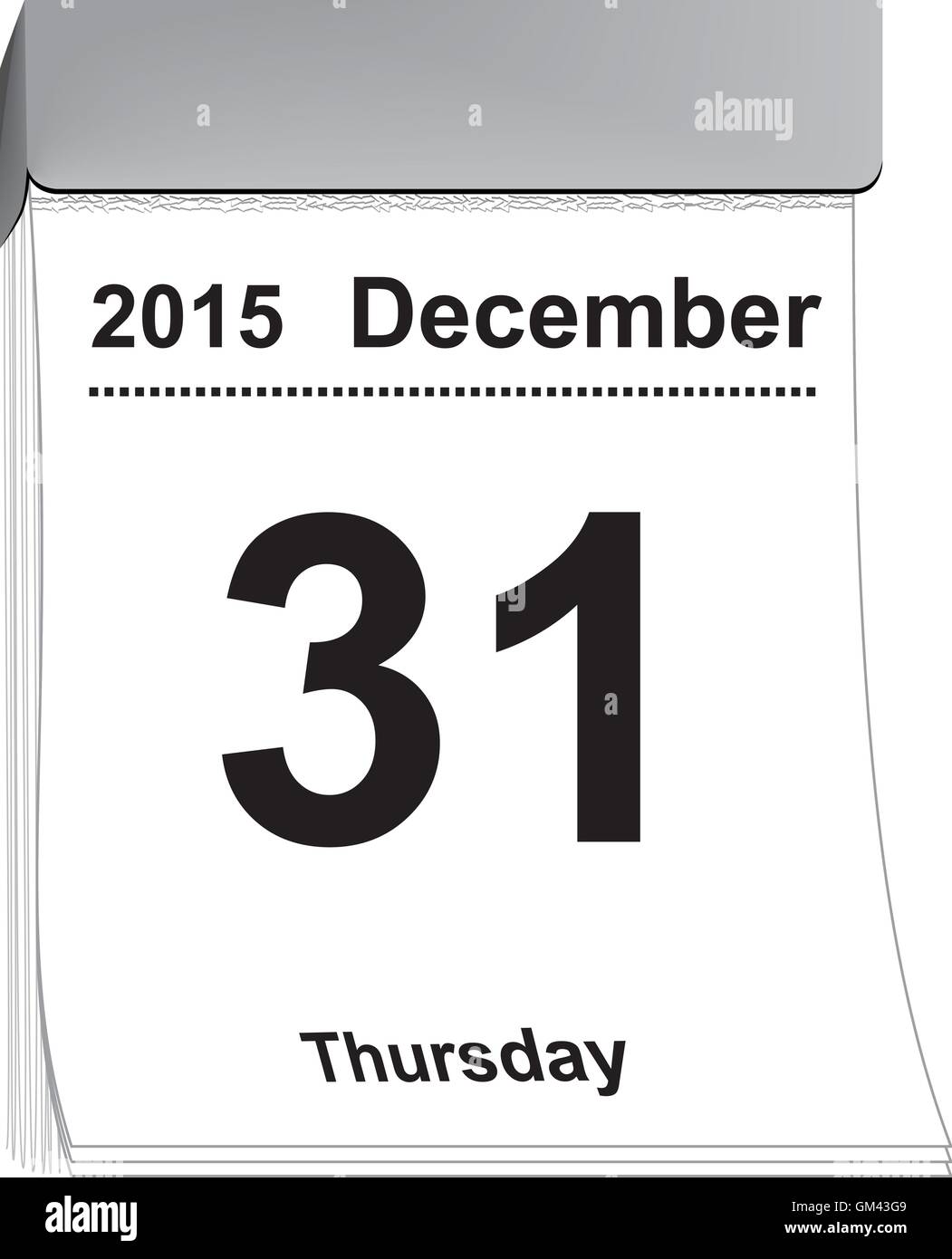 Strappare il Calendario Dicembre 31, 2015 Illustrazione Vettoriale