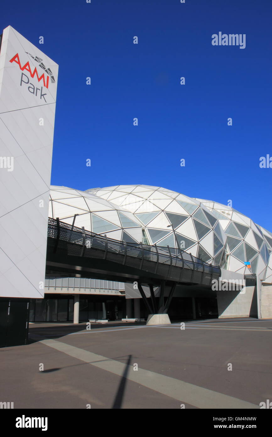 Melbourne Stadium rettangolare parete esterna a Melbourne in Australia. Foto Stock