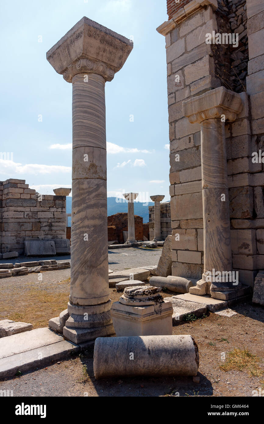 Colonne di pietra in San Giovanni chiesa in Selcuk Foto Stock