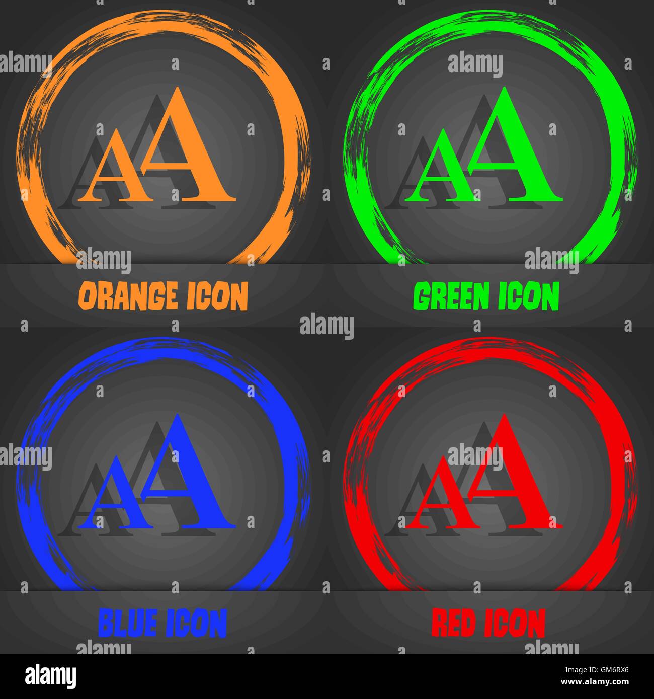 Ingrandire il font, icona AA segno. Alla moda in stile moderno. In arancione, verde, blu, rosso design. Vettore Illustrazione Vettoriale