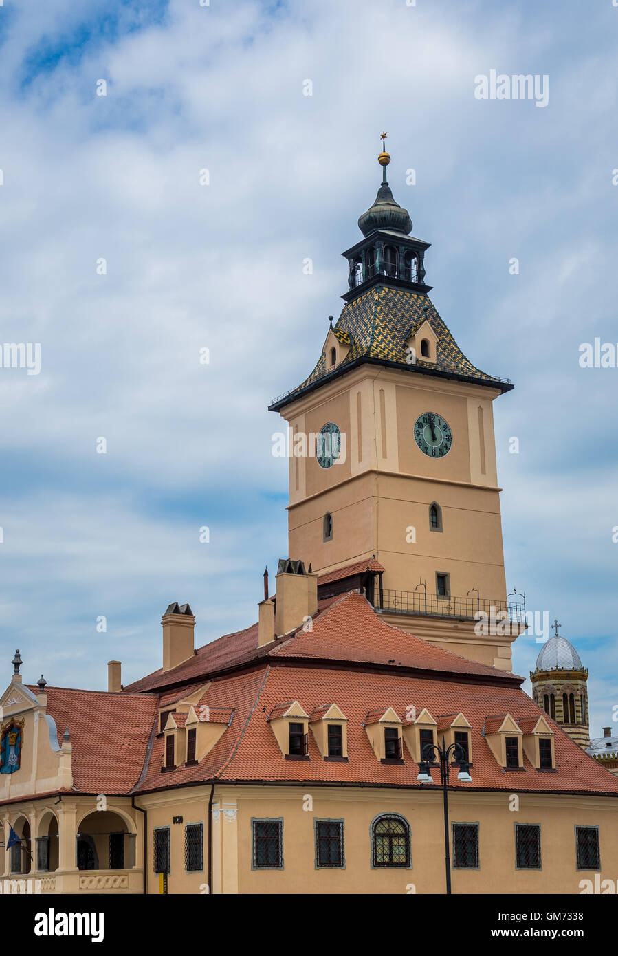 La torre dell'orologio di ex Municipio, Brasov, Romania chiamato Consiglio casa (Casa Sfatului) a Piazza del Consiglio, Museo Storico oggi Foto Stock