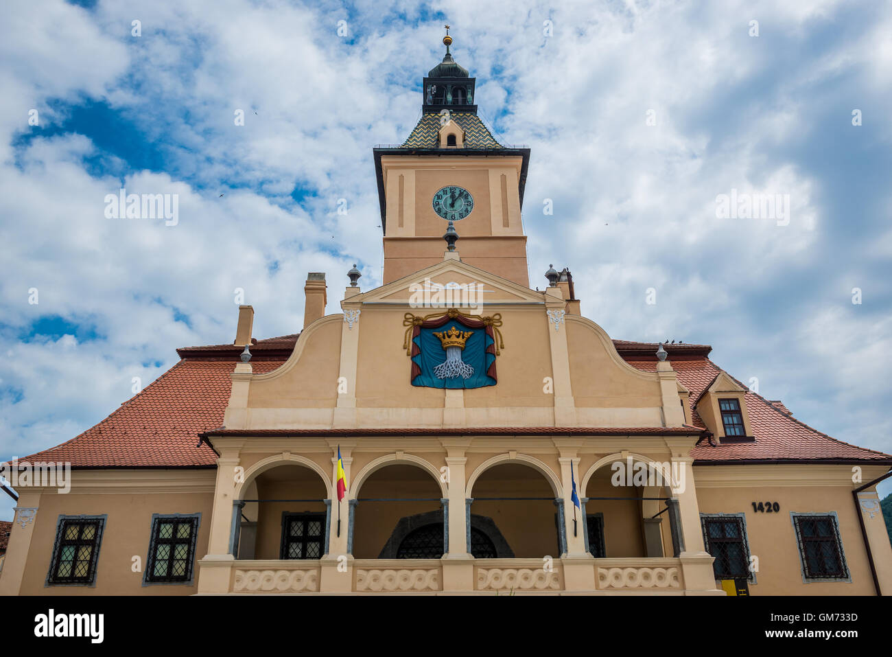 Ex Municipio, Brasov, Romania chiamato Consiglio casa (Casa Sfatului) a Piazza del Consiglio, Museo Storico oggi Foto Stock