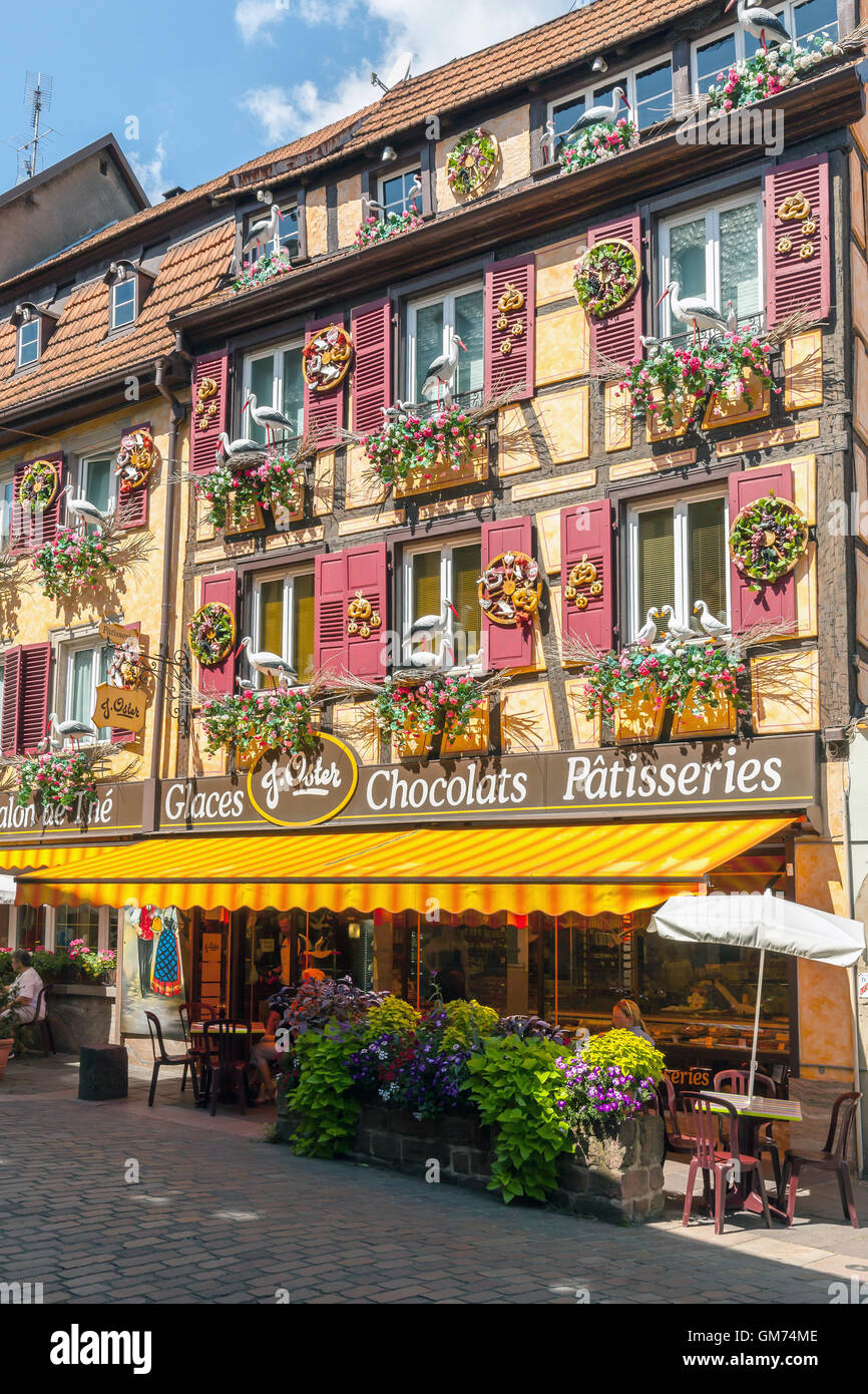 La facciata meravigliosamente decorata della casa a Barr. Alsazia, Francia. Foto Stock