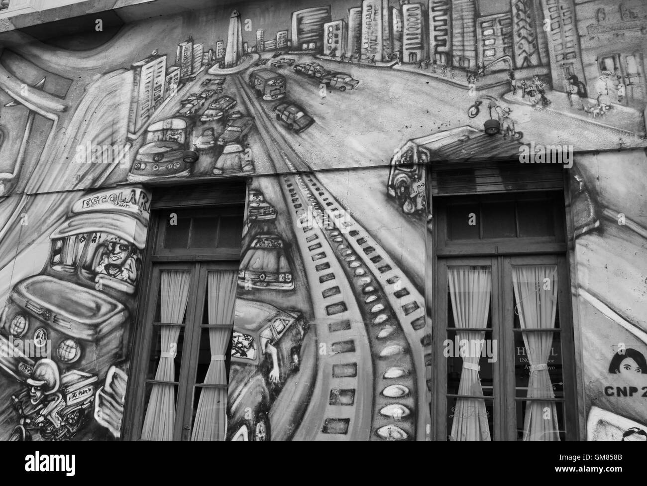 Politica Di Arte di strada (bianco e nero) - Graffiti - Buenos Aires - Argentina Foto Stock