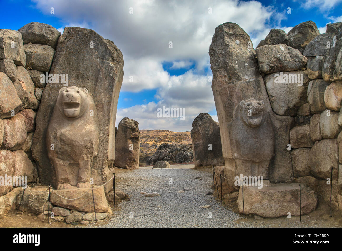 I Lions Gate, antica città di Hattusa Foto Stock